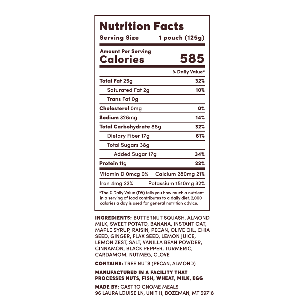 best adventure meal nutrition facts