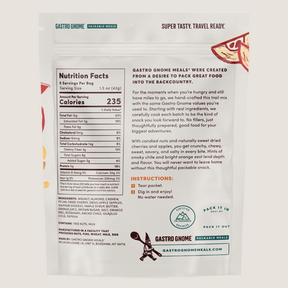 backpacking snack nutrition facts
